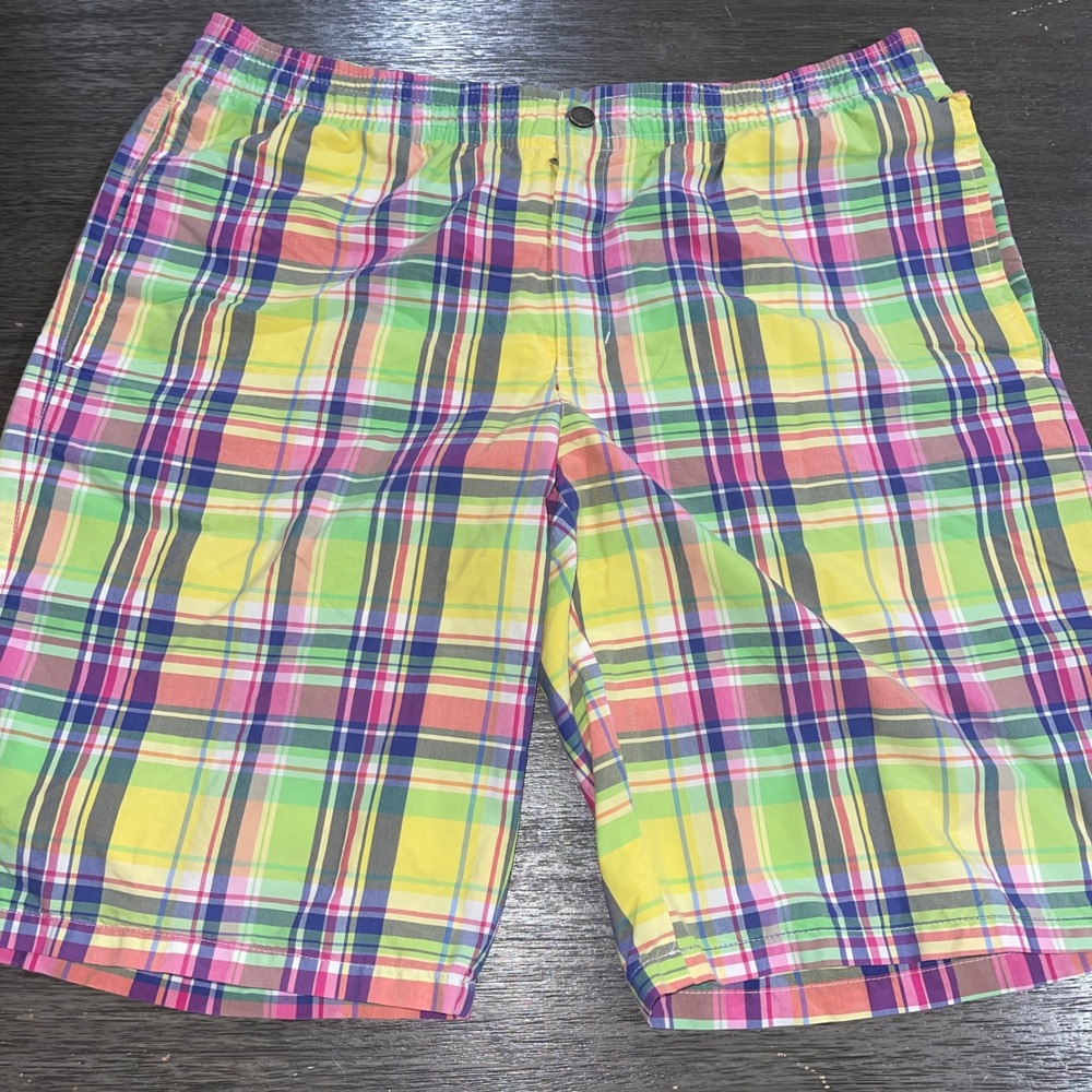Polo Ralph Lauren Mens XL Multicolor Plaid Swim Trunks Madras Mesh Lined Shorts